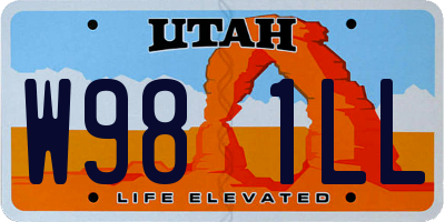 UT license plate W981LL