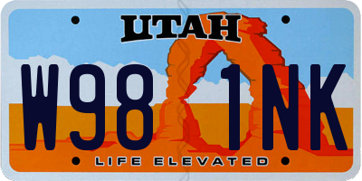 UT license plate W981NK