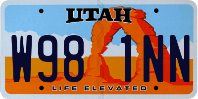 UT license plate W981NN