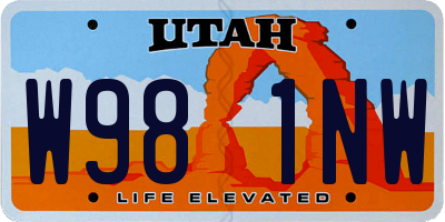 UT license plate W981NW