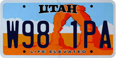 UT license plate W981PA