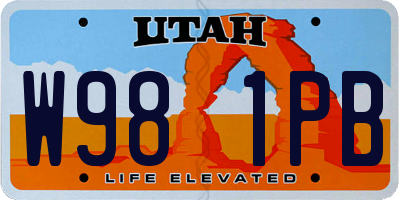 UT license plate W981PB