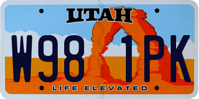 UT license plate W981PK