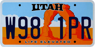 UT license plate W981PR