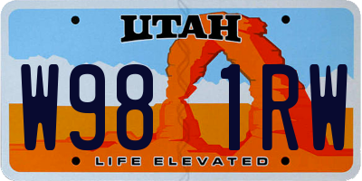 UT license plate W981RW