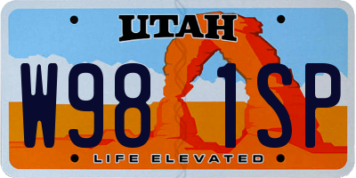 UT license plate W981SP