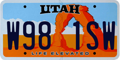 UT license plate W981SW