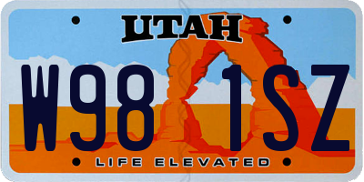 UT license plate W981SZ