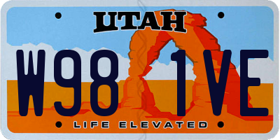 UT license plate W981VE
