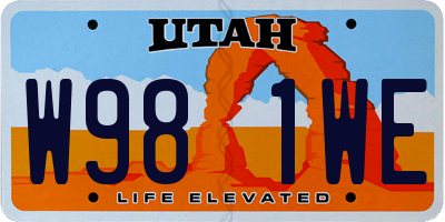 UT license plate W981WE