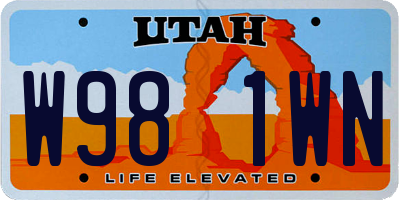 UT license plate W981WN