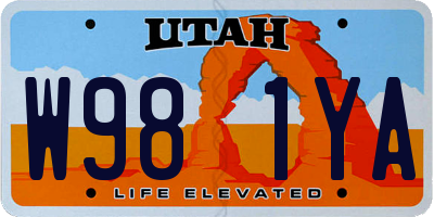 UT license plate W981YA