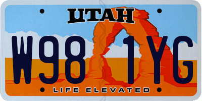 UT license plate W981YG