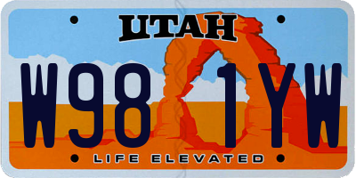 UT license plate W981YW