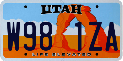 UT license plate W981ZA