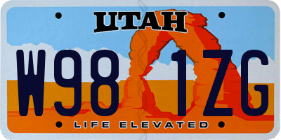 UT license plate W981ZG