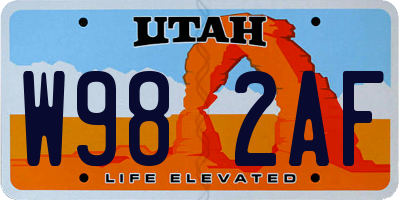 UT license plate W982AF