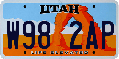 UT license plate W982AP