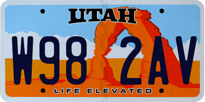 UT license plate W982AV