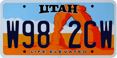UT license plate W982CW