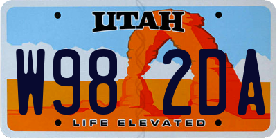 UT license plate W982DA