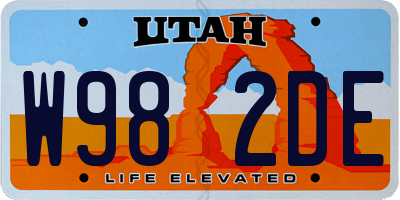 UT license plate W982DE