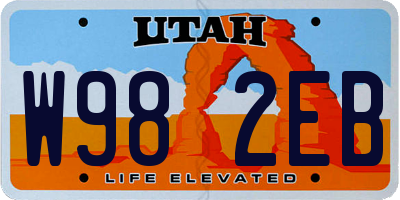 UT license plate W982EB