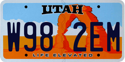 UT license plate W982EM