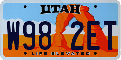 UT license plate W982ET