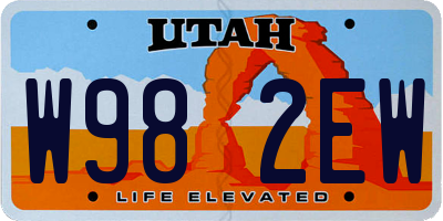 UT license plate W982EW