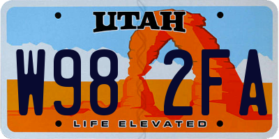 UT license plate W982FA