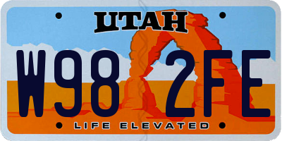 UT license plate W982FE