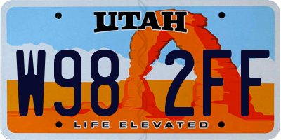 UT license plate W982FF