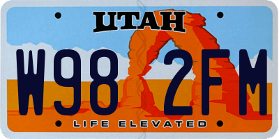 UT license plate W982FM