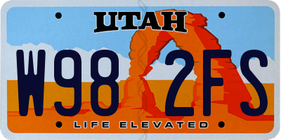 UT license plate W982FS