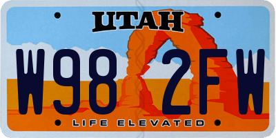 UT license plate W982FW