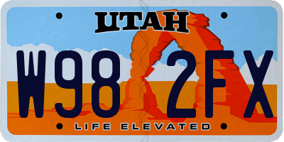 UT license plate W982FX