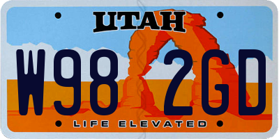 UT license plate W982GD