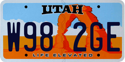 UT license plate W982GE