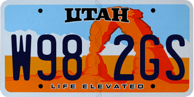 UT license plate W982GS