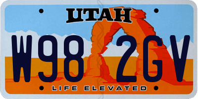 UT license plate W982GV