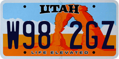 UT license plate W982GZ