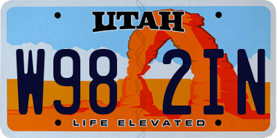 UT license plate W982IN