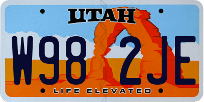 UT license plate W982JE