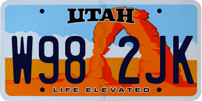 UT license plate W982JK