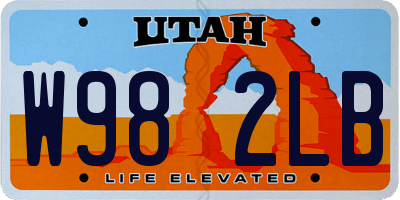UT license plate W982LB