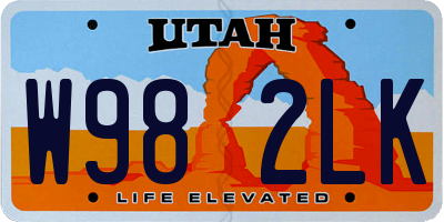 UT license plate W982LK