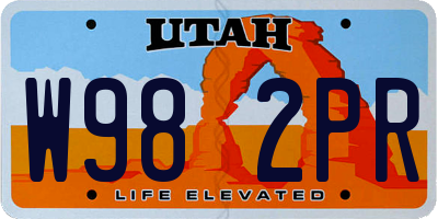 UT license plate W982PR