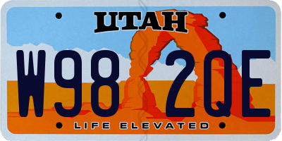 UT license plate W982QE