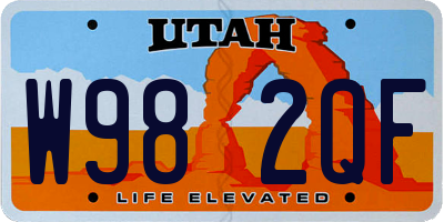 UT license plate W982QF